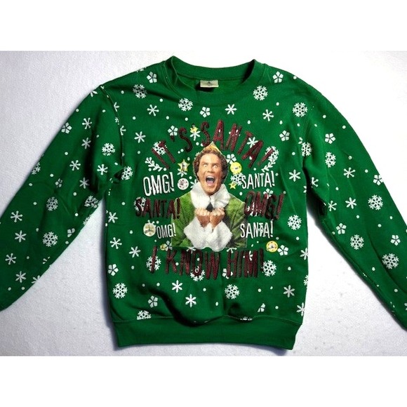 ELF Other - Buddy Elf Juniors XS‎ (1) Christmas Sweatshirt SANTA I KNOW HIM Lights NO Work